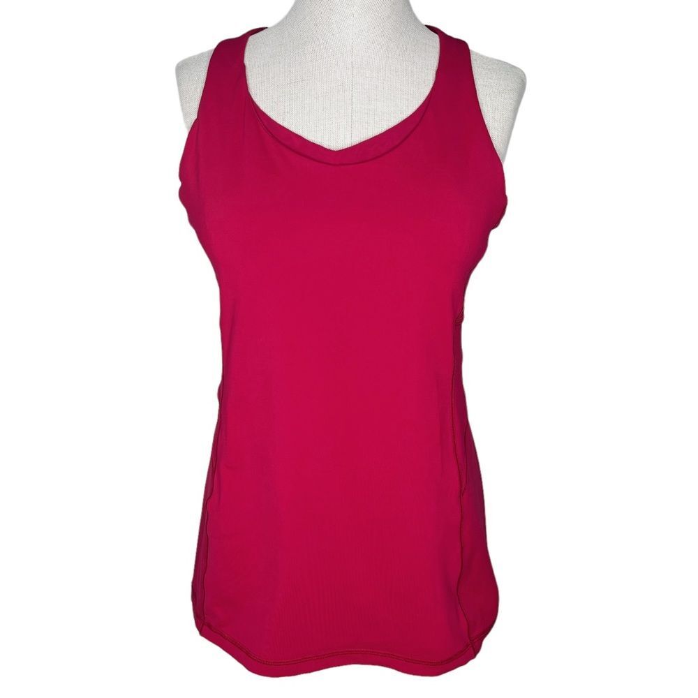 Lululemon Stash N Run Tank sz 10 * Ruby Red High Neck Running Tank Top Gym Run